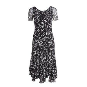 Fuzzi Animal Print Swing Dress Short Sleeve Mesh Stretch Knit Italy Women's sz S